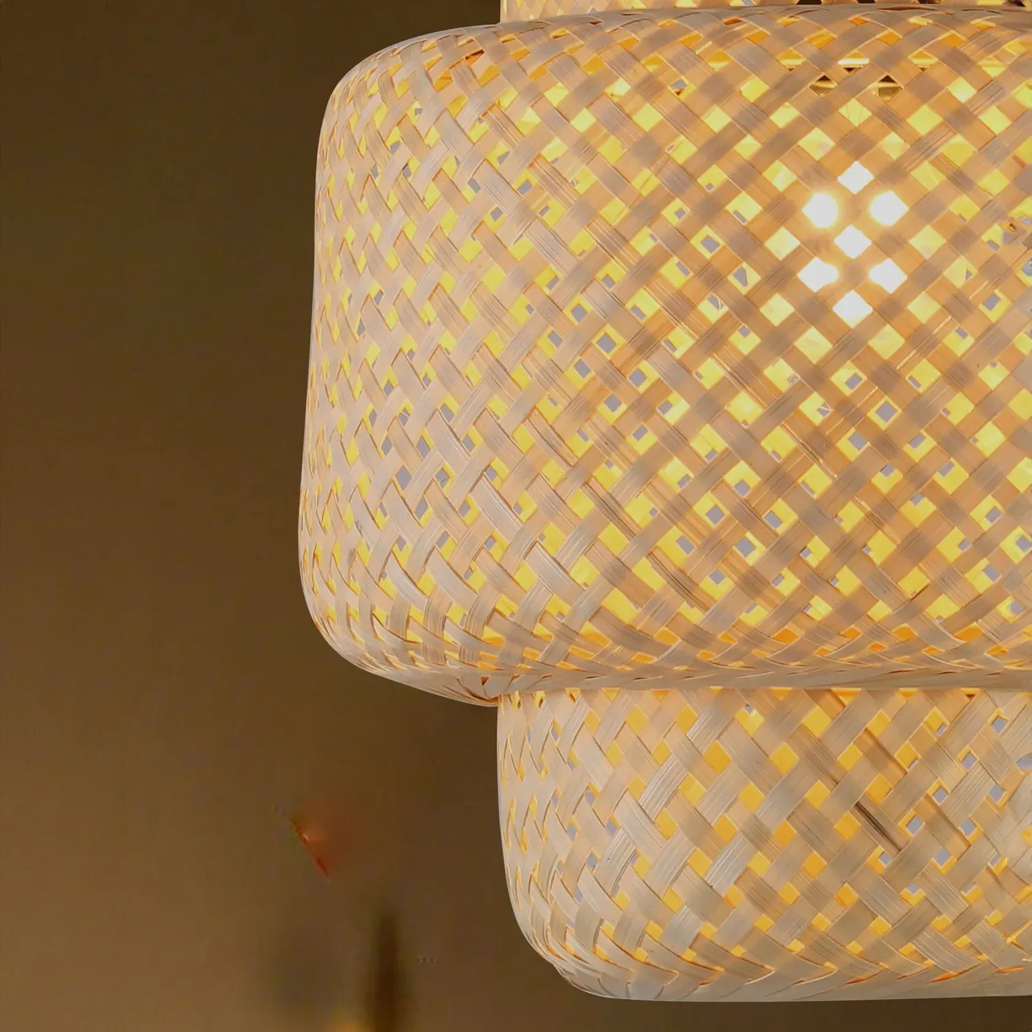 Bamboo Effect Pendant Light Shade - Natural