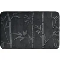 Bamboo Embossed Memory Foam Bath Mat - Black