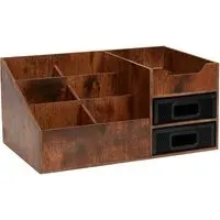 Bamboo Mesh Desk Organiser - Brown