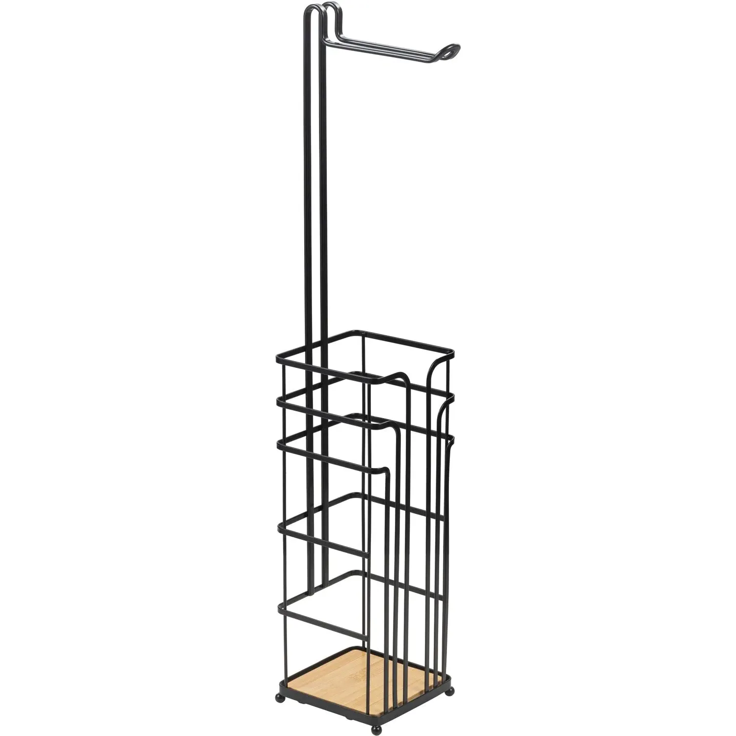 Bamboo Toilet Roll Holder - Black image