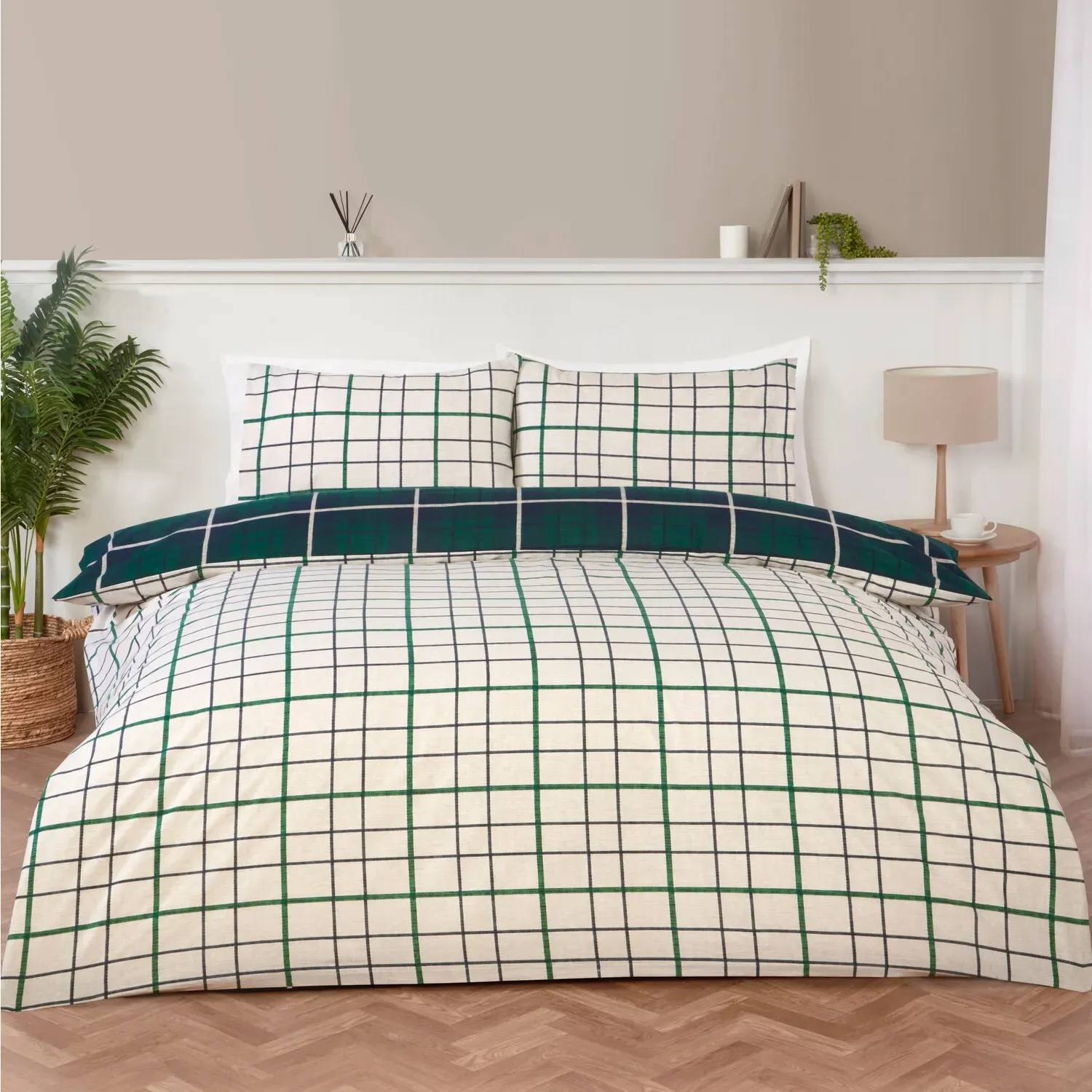 Barton Check Double Duvet Set - Navy