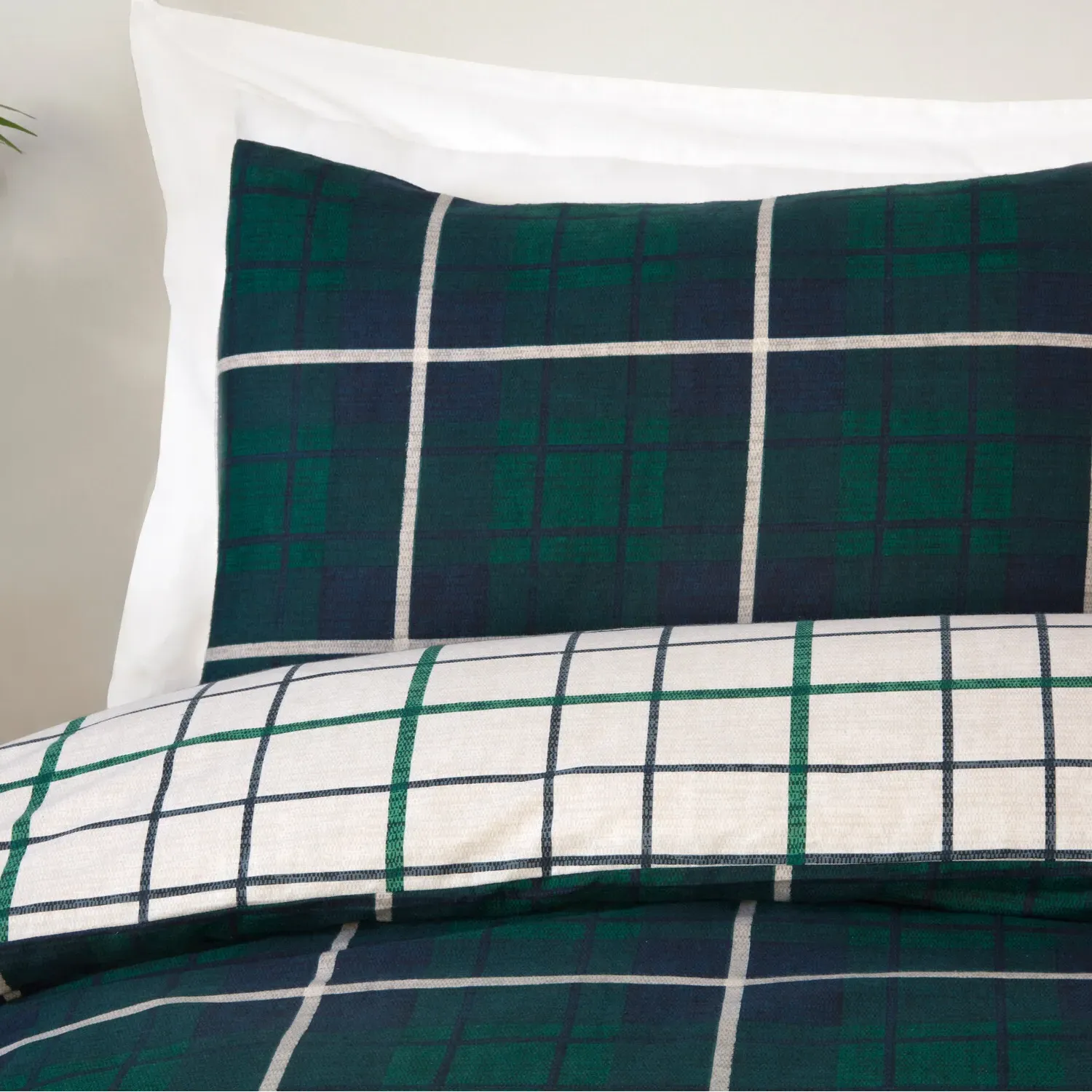 Barton Check Super King Duvet Set - Navy