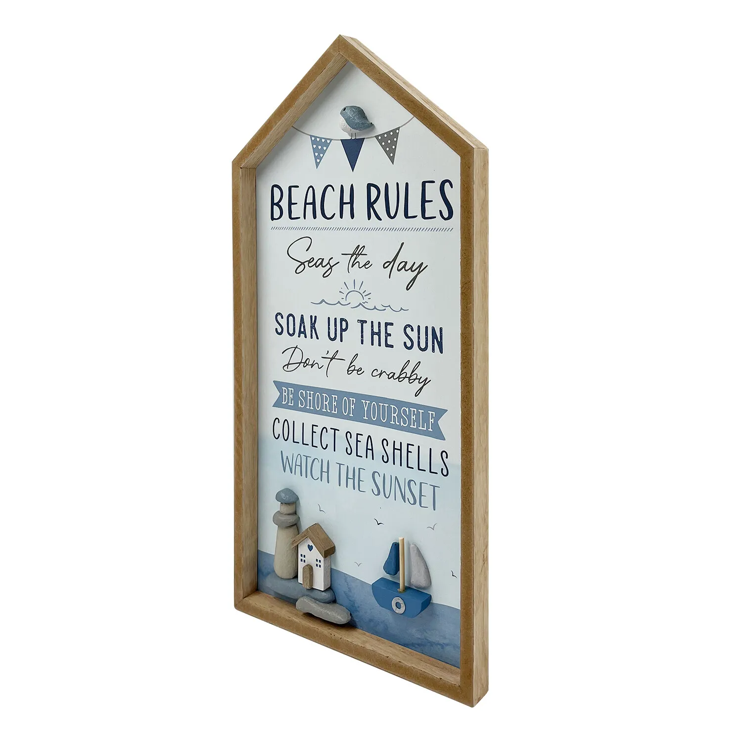 Beach Rules Framed Plaque - Blue