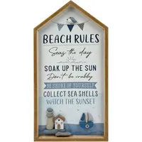 Beach Rules Framed Plaque - Blue