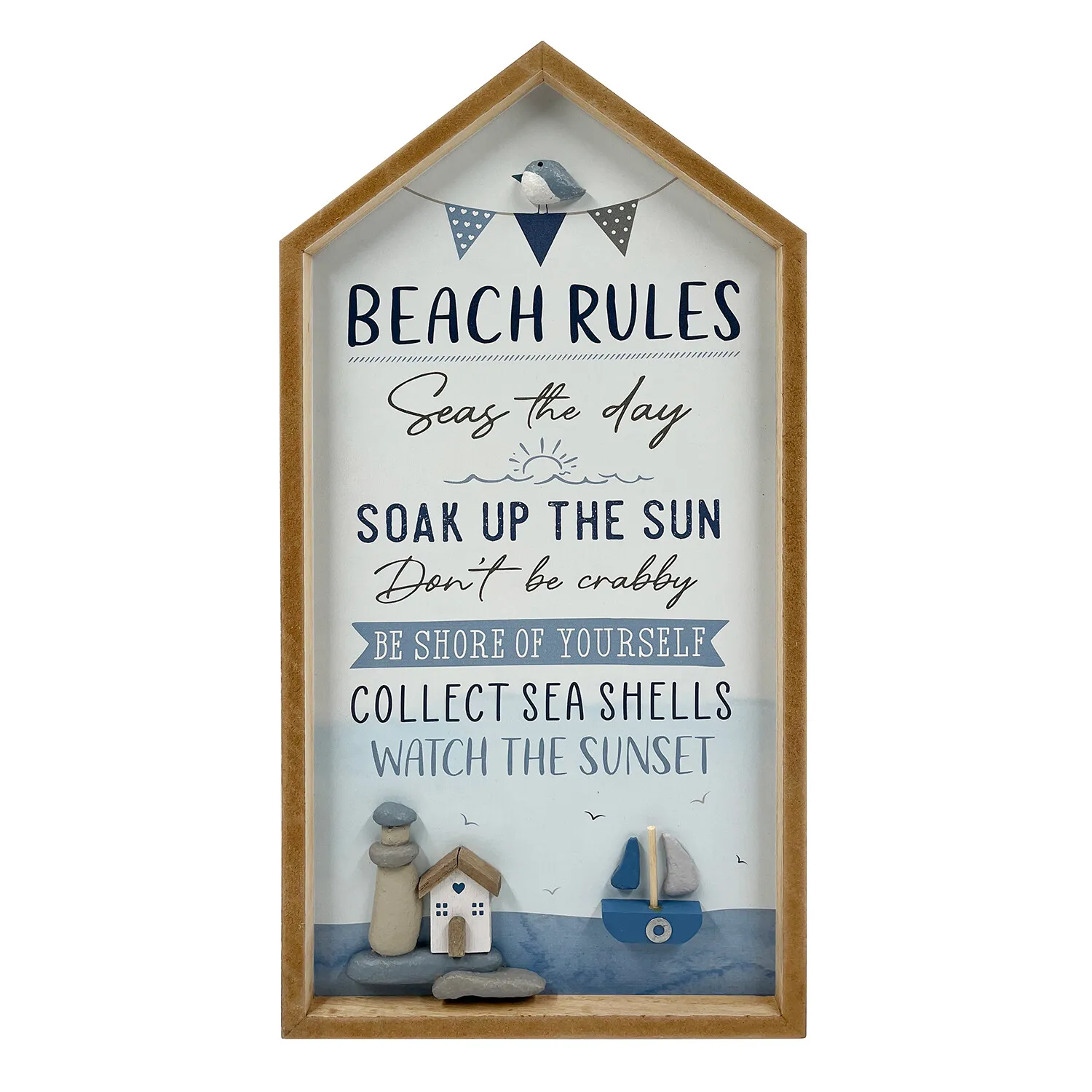 Beach Rules Framed Plaque - Blue