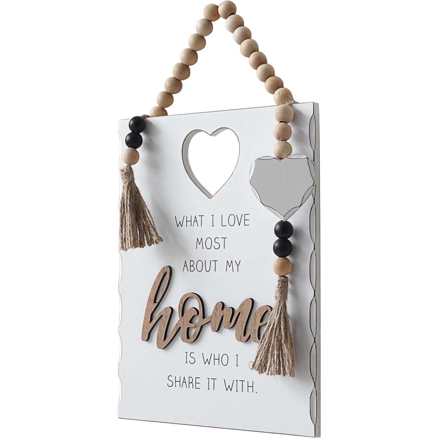 Beaded Love Home Wall Plaque - White