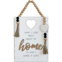 Beaded Love Home Wall Plaque - White