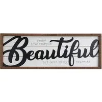 Beautiful Story Slogan Framed Sign - White