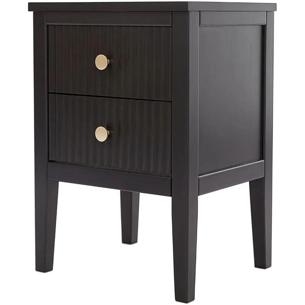 Bellaria 2 Drawer Bedside Table - Black, Pine