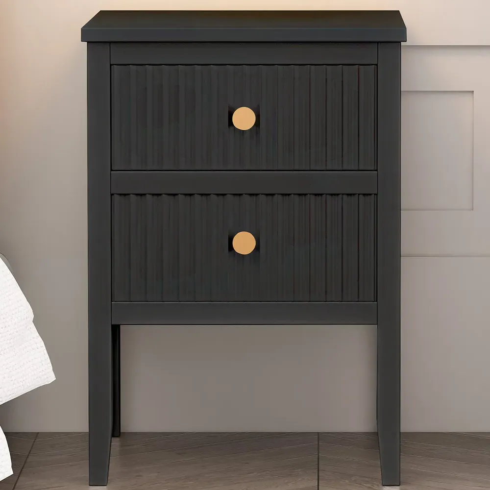 Bellaria 2 Drawer Bedside Table - Black, Pine