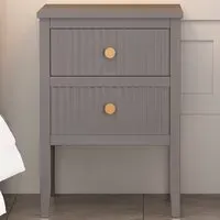 Bellaria 2 Drawer Bedside Table - Grey, Pine