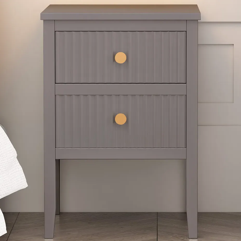 Bellaria 2 Drawer Bedside Table - Grey, Pine