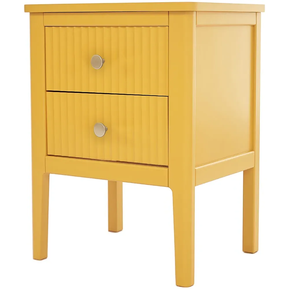Bellaria 2 Drawer Bedside Table - Mustard, Pine