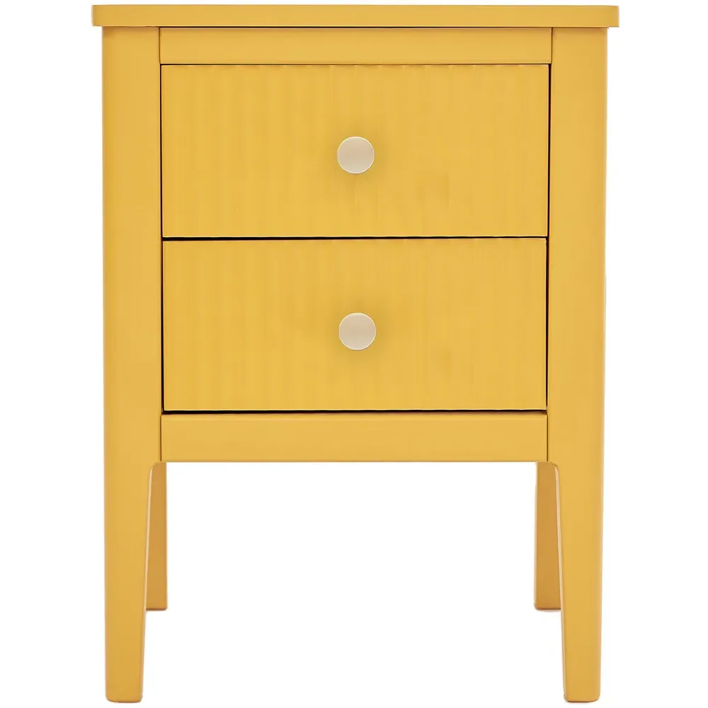 Bellaria 2 Drawer Bedside Table - Mustard, Pine