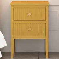 Bellaria 2 Drawer Bedside Table - Mustard, Pine