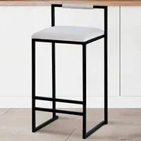 Belle Bar Stool - Beige & Black, Velvet