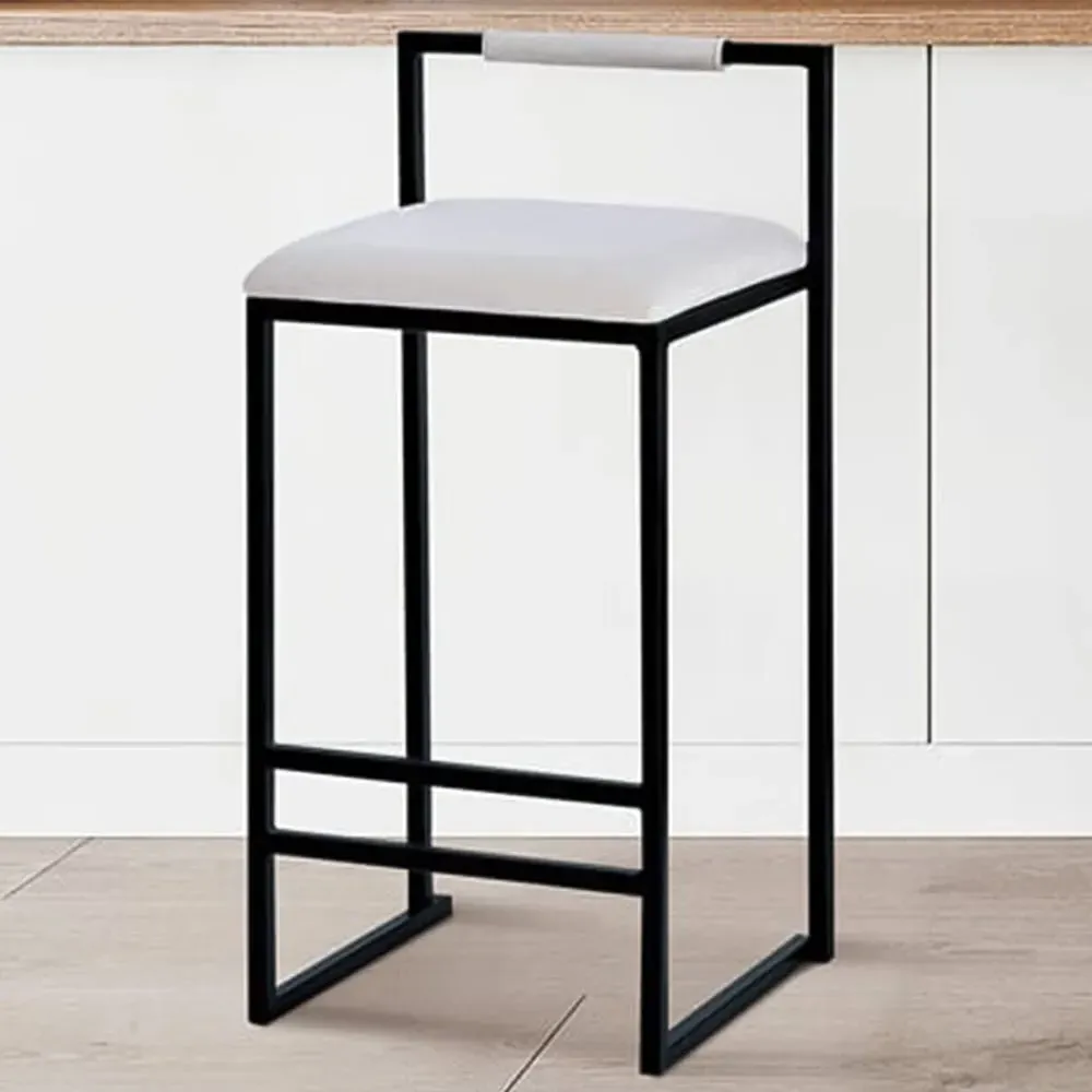 Belle Bar Stool - Beige & Black, Velvet