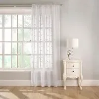 Belle Embroidered Voile Curtain Panel - White
