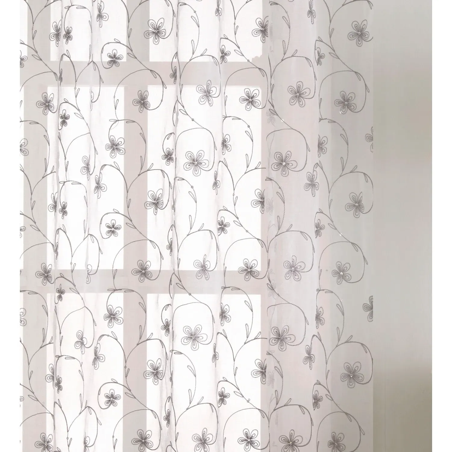 Belle Embroidered Voile Panel - Grey