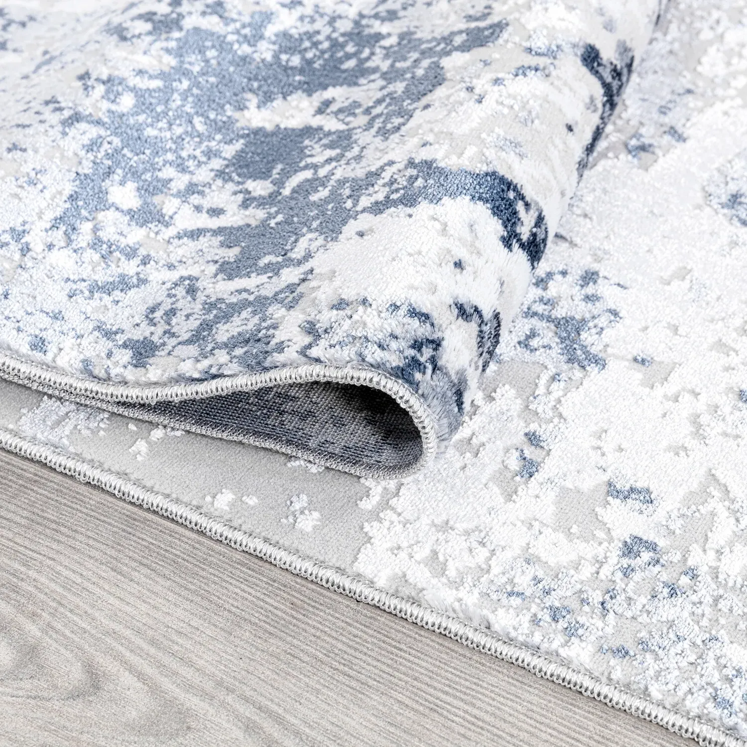 Belvedere 120cm Distressed Rug - White and Blue