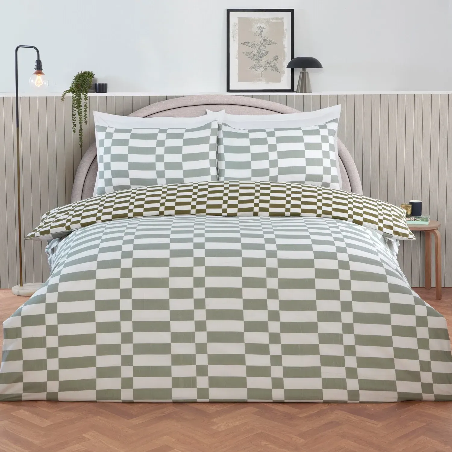 Berlin Check Double Duvet Set - Sage