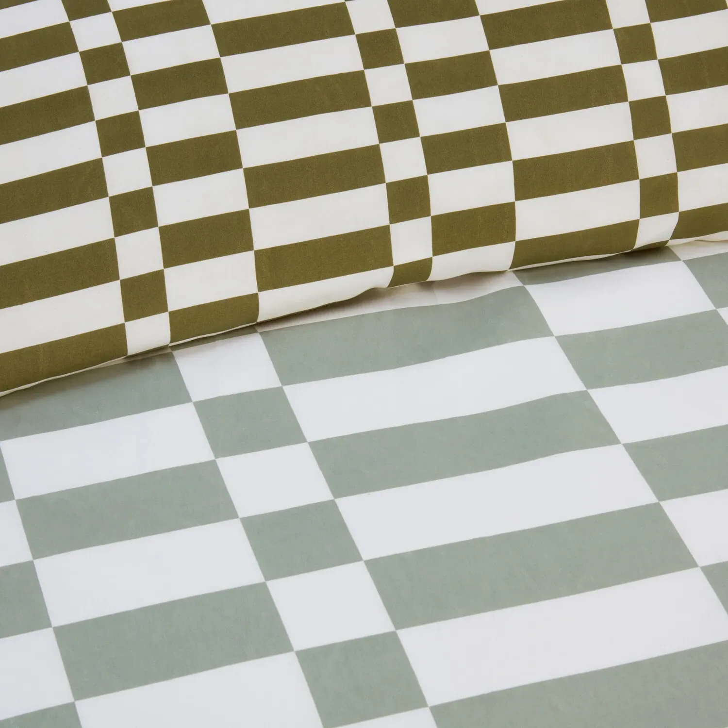 Berlin Check King Size Duvet Set - Sage