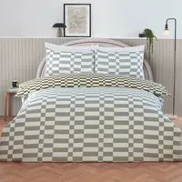 Berlin Check King Size Duvet Set - Sage