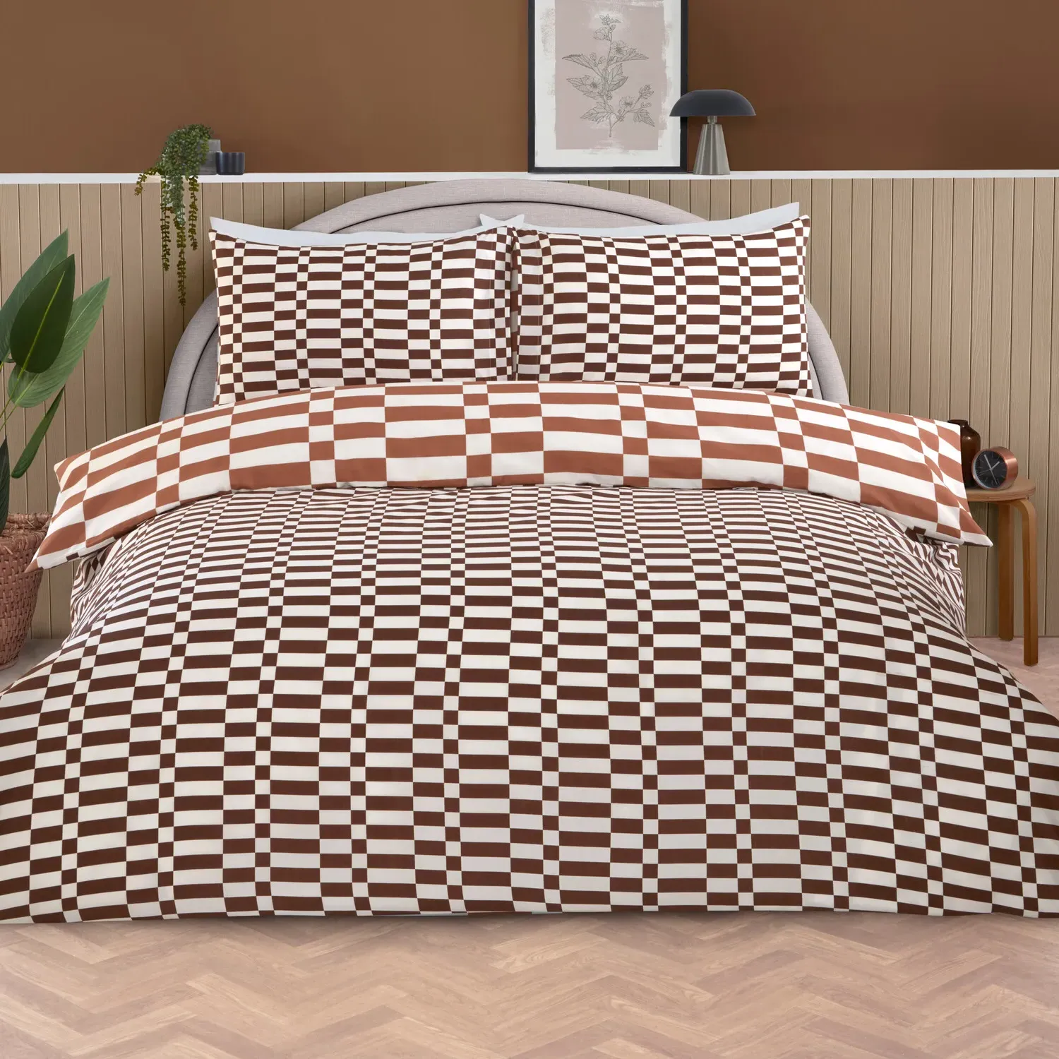 Berlin Check Single Duvet Set - Rust