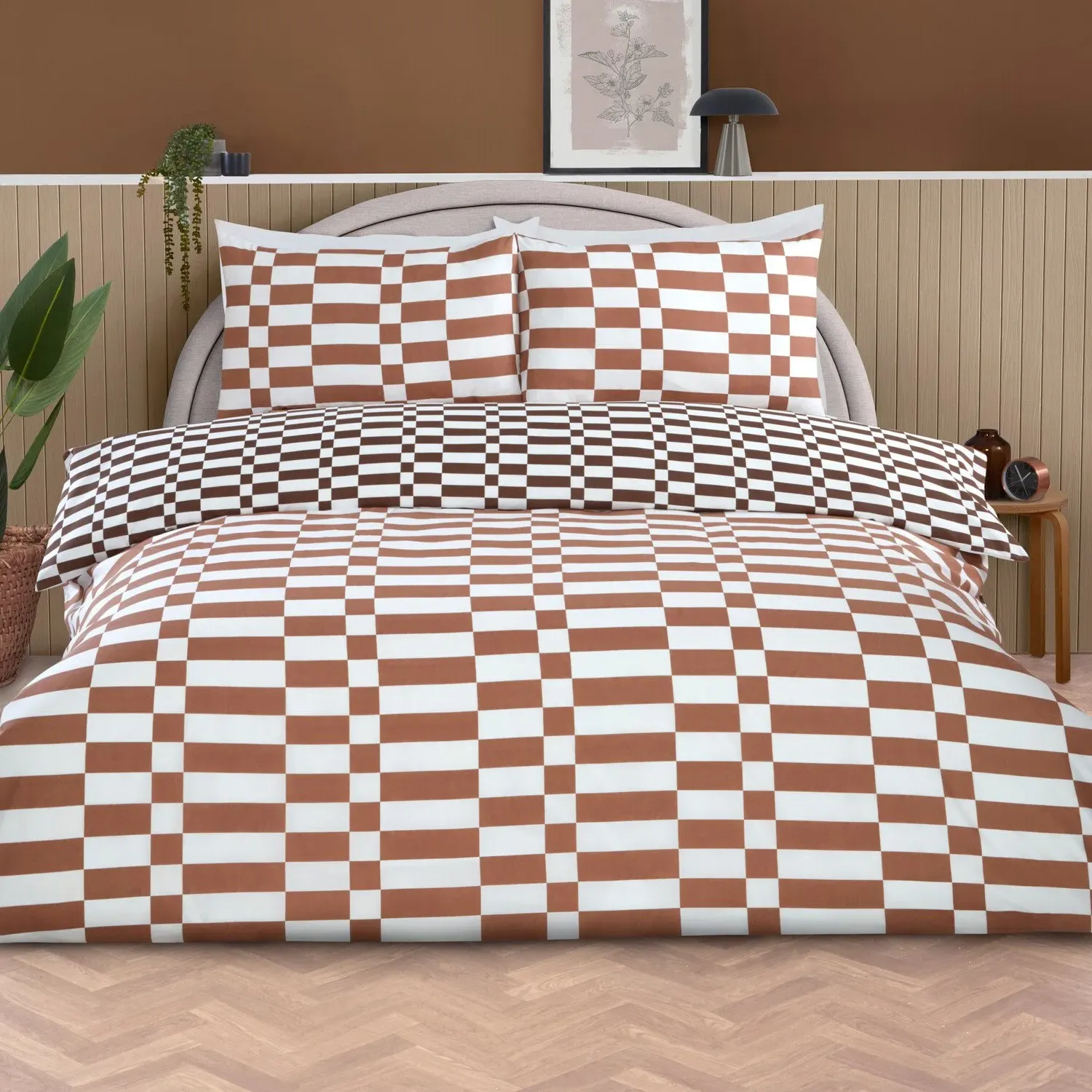 Berlin Check Single Duvet Set - Rust