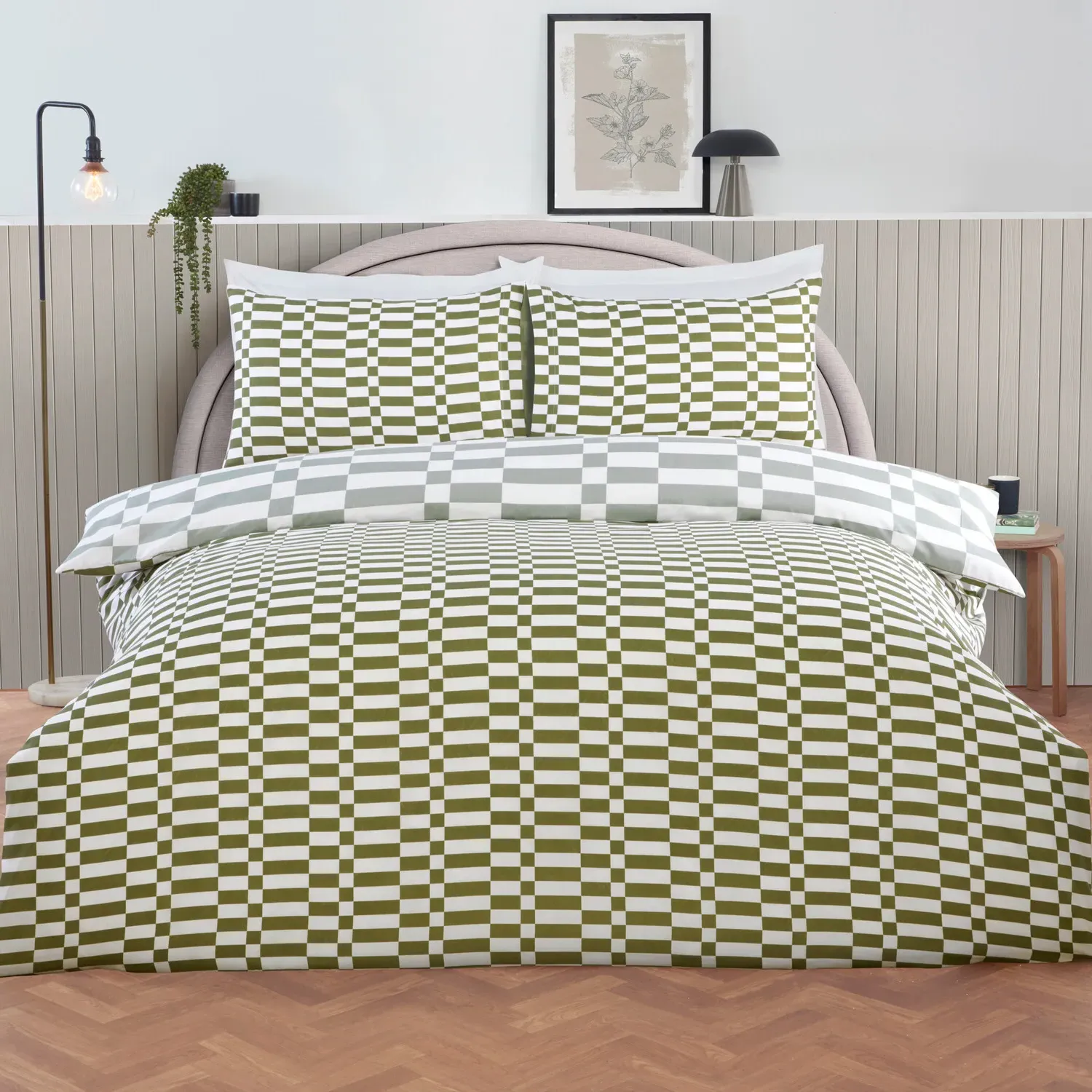 Berlin Check Single Duvet Set - Sage