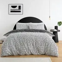 Berlin Doodle King Size Duvet Set - White and Black, Polyester