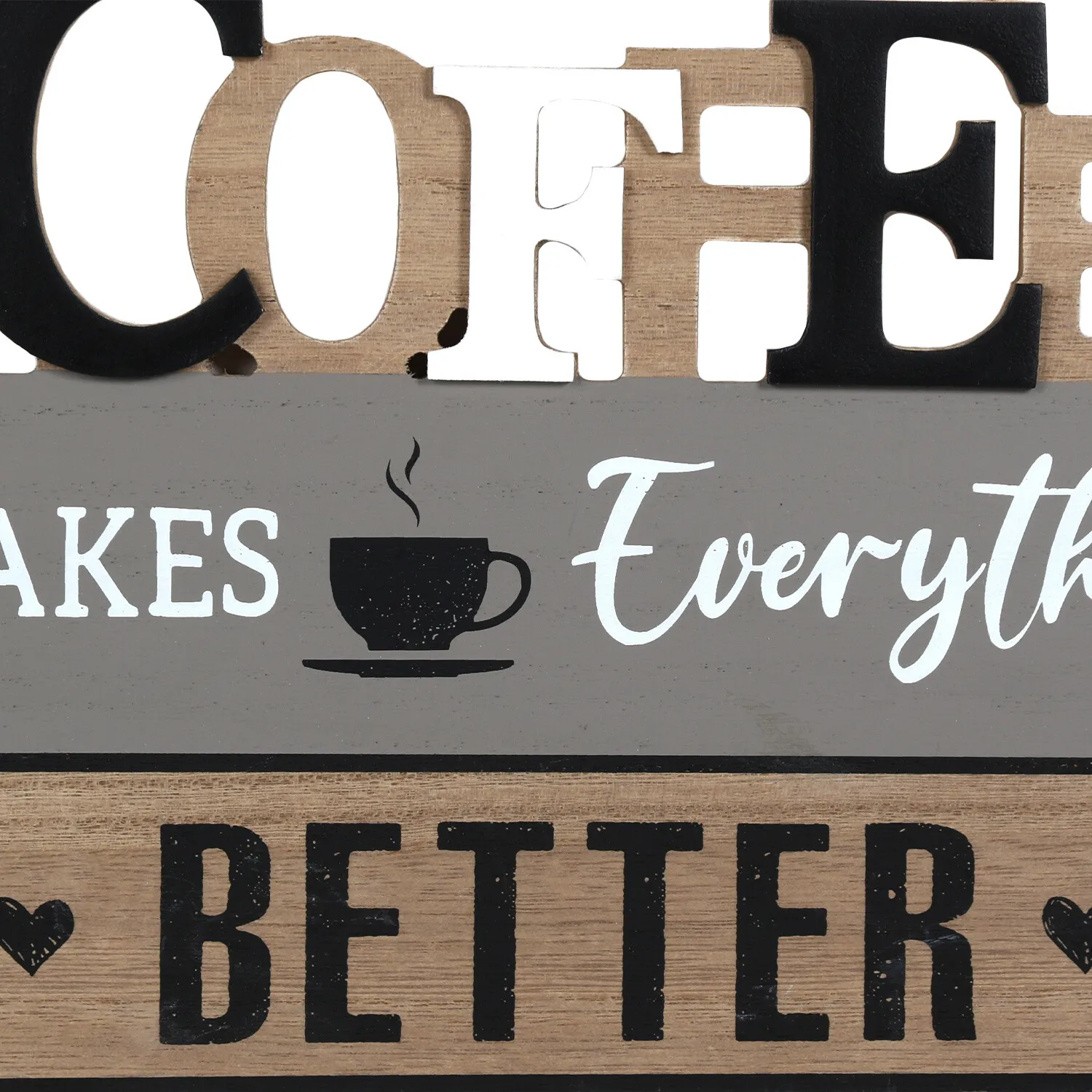 Better With Coffee Hanging Plaque - Natural