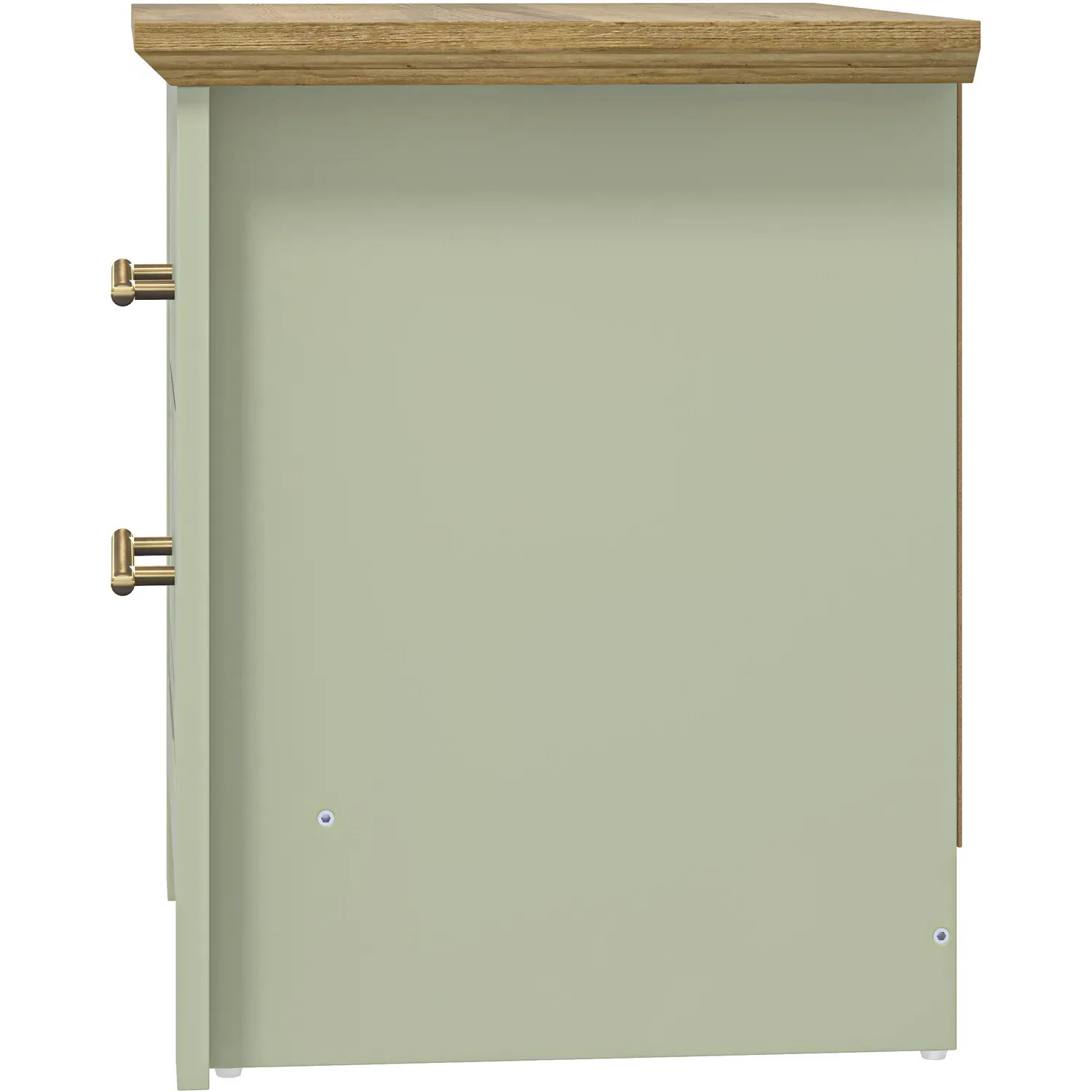 Bexley 2 Drawer Bedside Table - Sage Green, Oak
