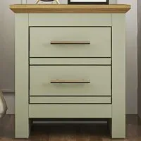 Bexley 2 Drawer Bedside Table - Sage Green, Oak