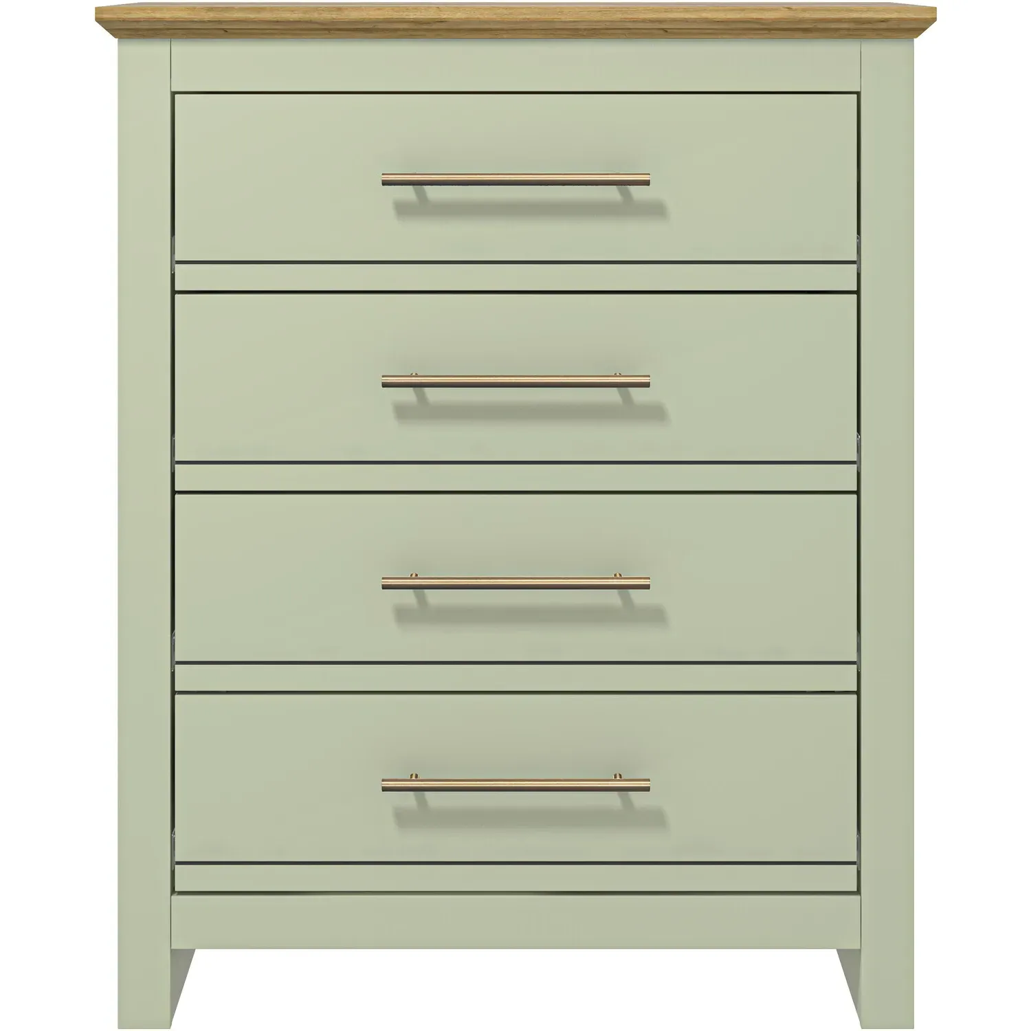 Bexley 4 Drawer Chest of Drawers - Sage Green, Oak