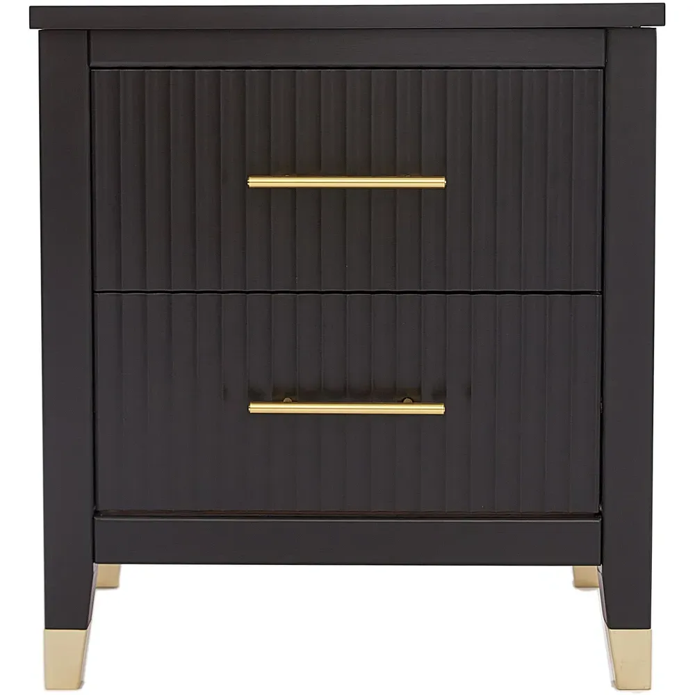 Biasi 2 Drawer Bedside Table - Black, Pine