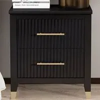 Biasi 2 Drawer Bedside Table - Black, Pine