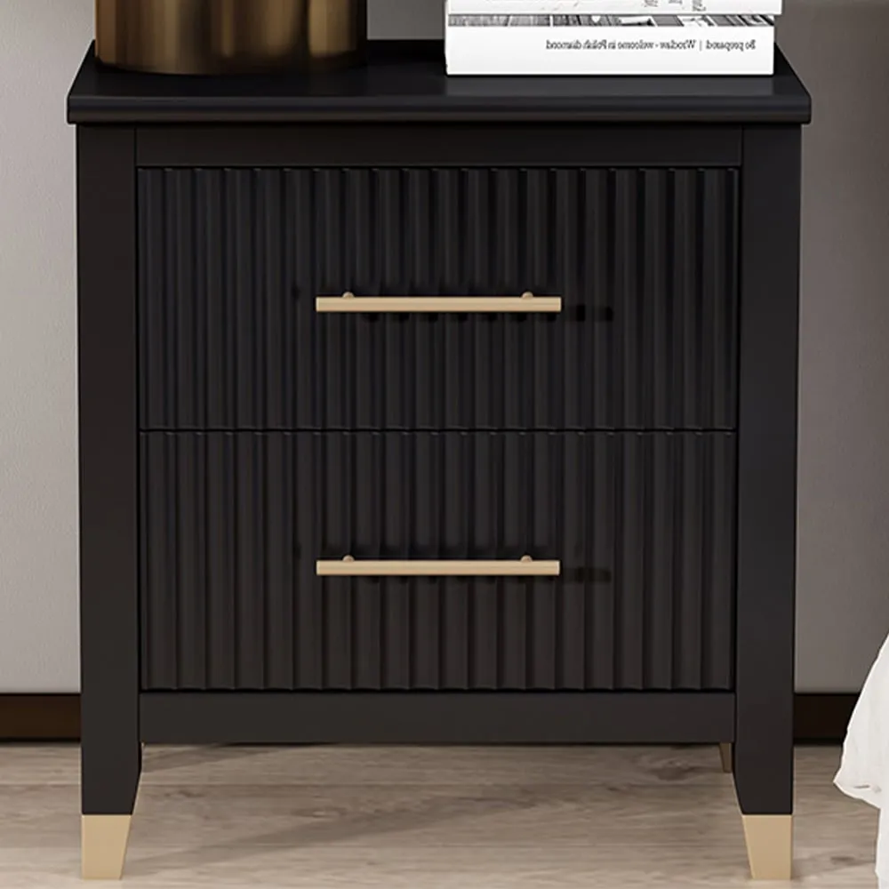 Biasi 2 Drawer Bedside Table - Black, Pine image