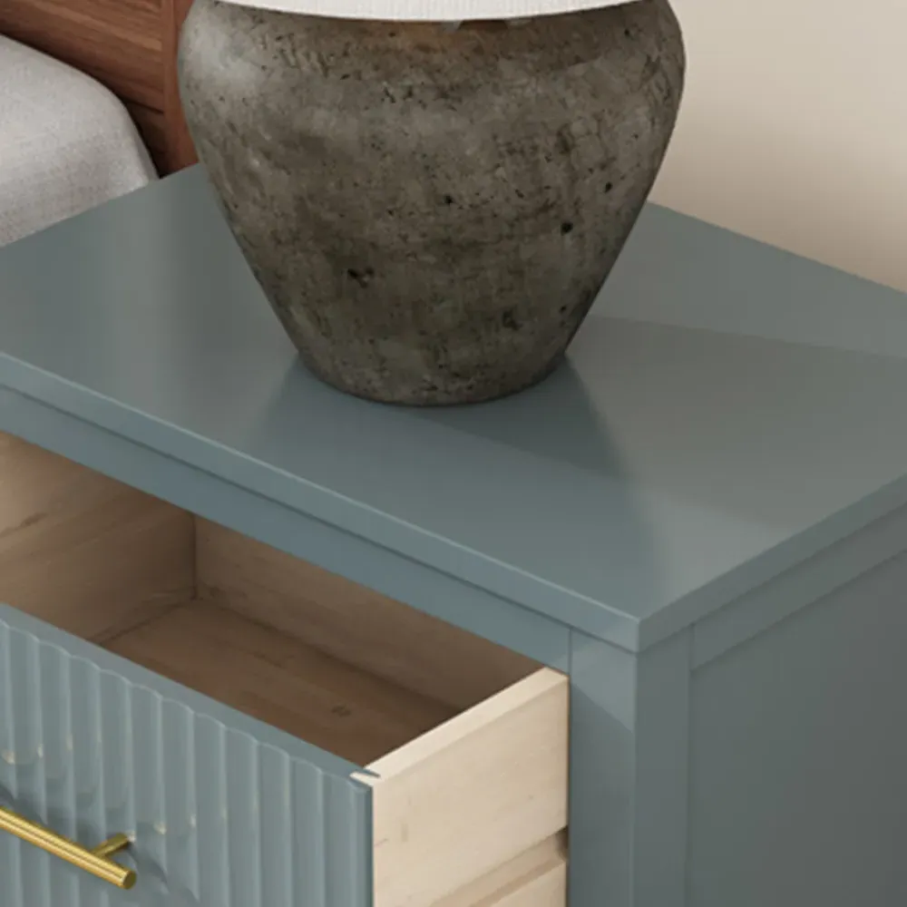 Biasi 2 Drawer Bedside Table - Grey, Pine