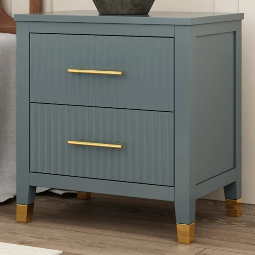 Biasi 2 Drawer Bedside Table - Grey, Pine