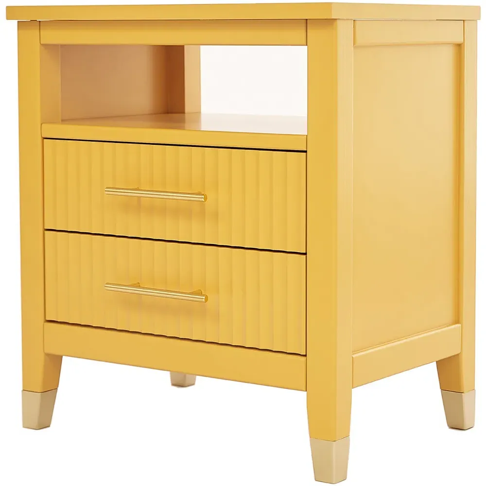 Biasi 2 Drawer Bedside Table - Mustard, Pine