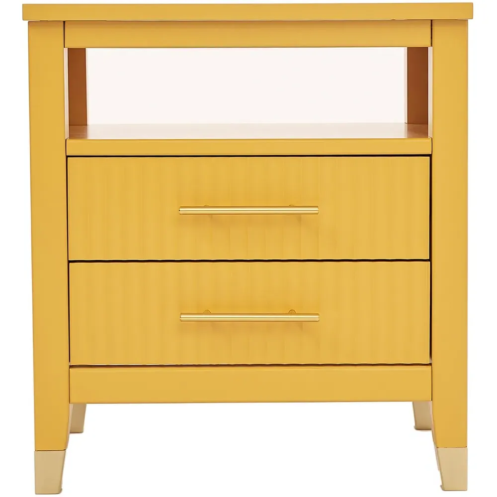 Biasi 2 Drawer Bedside Table - Mustard, Pine