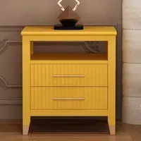 Biasi 2 Drawer Bedside Table - Mustard, Pine