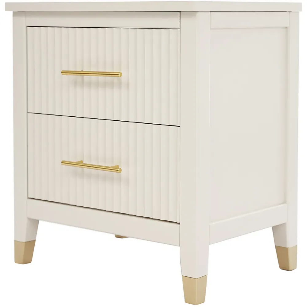 Biasi 2 Drawer Bedside Table - White, Pine