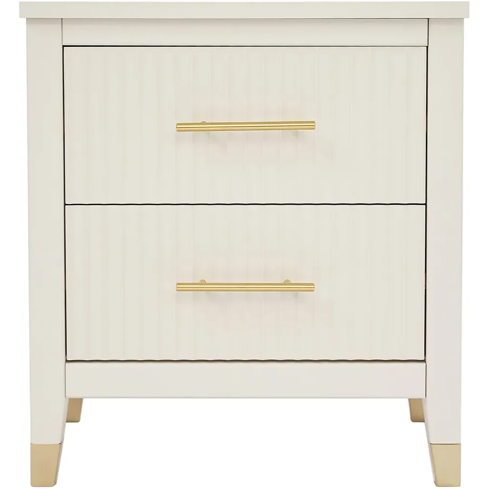 Biasi 2 Drawer Bedside Table - White, Pine