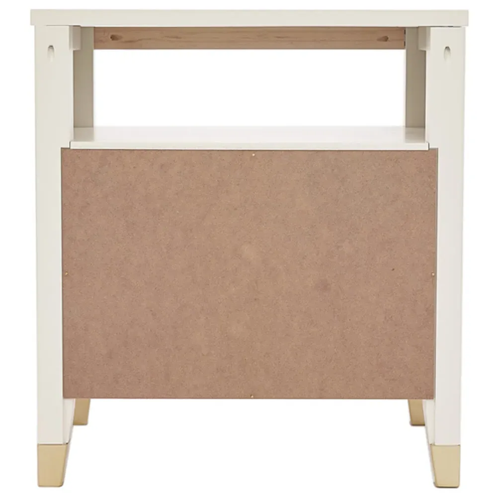 Biasi 2 Drawer Bedside Table with Shelf - White, Pine