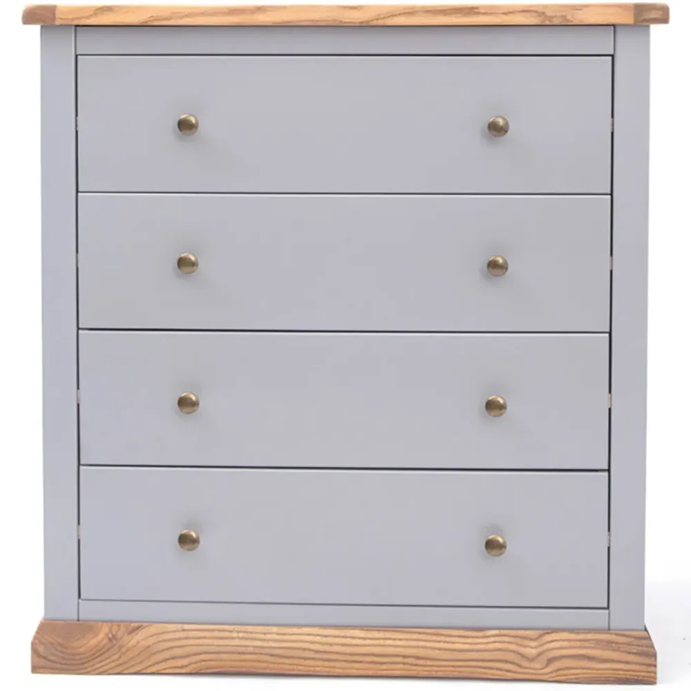 Bicarri 4 Drawer Chest of Drawers with Brass Knobs - Grey