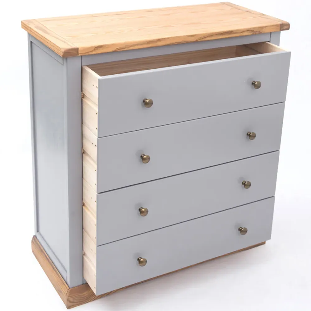 Bicarri 4 Drawer Chest of Drawers with Brass Knobs - Grey
