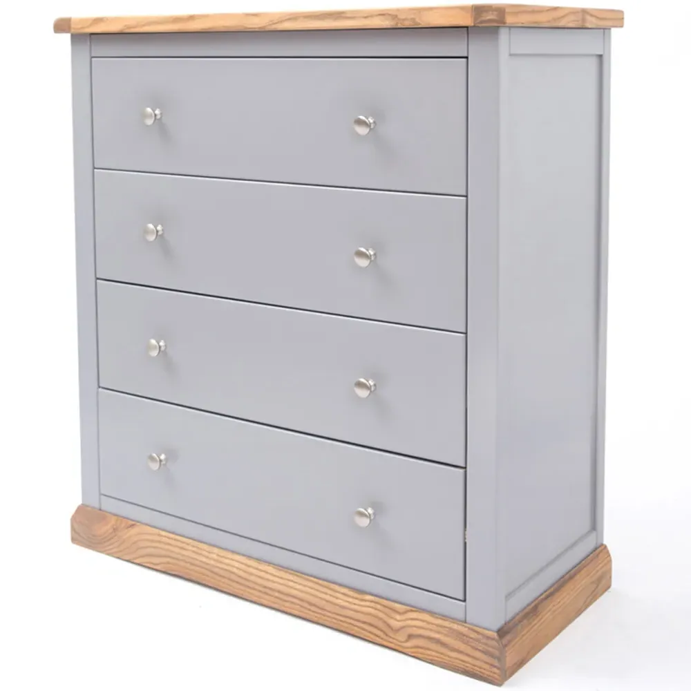 Bicarri 4 Drawer Chest of Drawers with Chrome Knobs - Grey