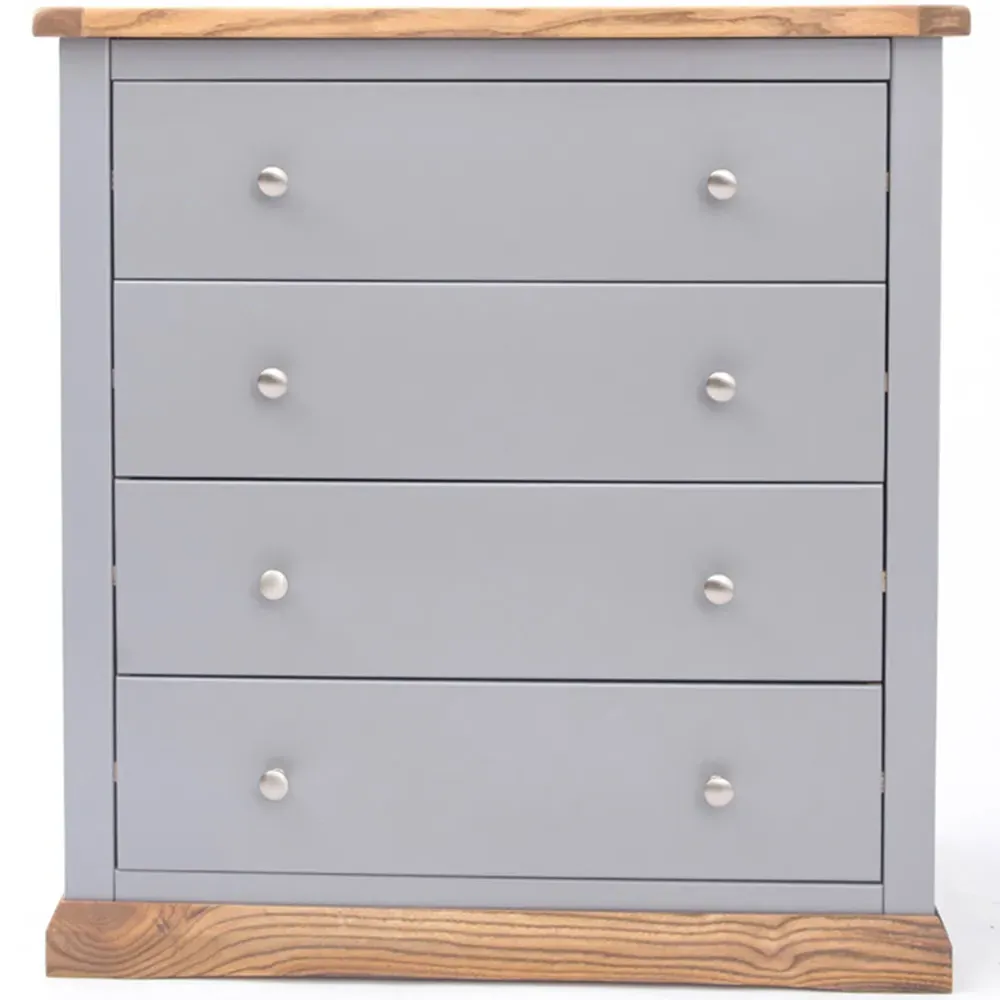 Bicarri 4 Drawer Chest of Drawers with Chrome Knobs - Grey